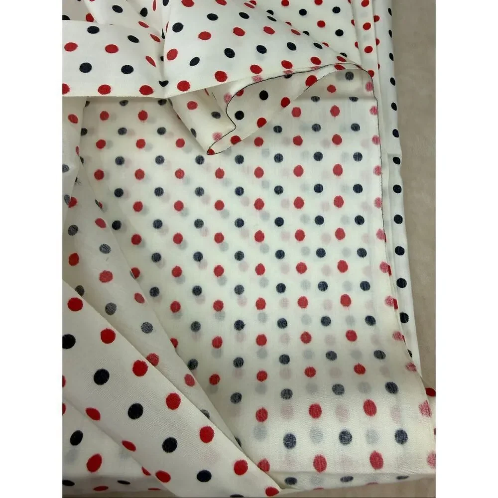 Vintage Fabric Polkadot Navy and Red 45x45” Kitschy